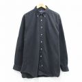 XL★古着 ラルフローレン 長袖 ブランド シャツ メンズ 90年代 90s ワンポイントロゴ 大きいサイズ ロング丈 コットン ボタンダウン 黒【spe】 26mar11