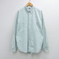 XL★古着 ドッカーズ 長袖 ブランド シャツ メンズ 90年代 90s ワンポイントロゴ 大きいサイズ ロング丈 ボタンダウン 緑他 ストライプ 26mar11