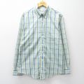 XL★古着 ブルックスブラザーズ 長袖 ブランド シャツ メンズ ロング丈 コットン ボタンダウン 薄紺他 チェック 26mar13