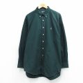 XL★古着 ラルフローレン 長袖 ブランド シャツ メンズ 90年代 90s ワンポイントロゴ YARMOUTH 大きいサイズ ロング丈 コットン ボタンダウン 緑【spe】 26mar14