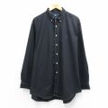 XL★古着 ラルフローレン 長袖 ブランド シャツ メンズ 90年代 90s ワンポイントロゴ YARMOUTH 大きいサイズ ロング丈 コットン ボタンダウン 黒 ストライプ【spe】 26mar14