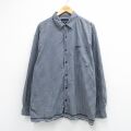 XL★古着 ノーティカ 長袖 ブランド シャツ メンズ ワンポイントロゴ 大きいサイズ ロング丈 コットン 紺他 チェック 26mar14
