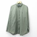 XL★古着 ラルフローレン 長袖 ブランド シャツ メンズ 90年代 90s ワンポイントロゴ BLAIRE 大きいサイズ ロング丈 コットン ボタンダウン 緑系 26mar16