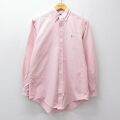 L★古着 ラルフローレン 長袖 ブランド シャツ メンズ 90年代 90s ワンポイントロゴ オックスフォード コットン ボタンダウン ピンク 26mar16