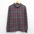 XL★古着 ランズエンド 長袖 ブランド ポロシャツ メンズ 00年代 00s コットン 濃グレー他 チェック 26mar18