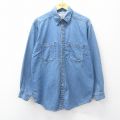 L★古着 リーバイス Levis 長袖 ブランド シャツ メンズ ロング丈 コットン 紺 デニム 26apr01