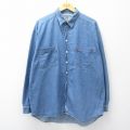 XL★古着 リーバイス Levis 長袖 ブランド シャツ メンズ 00年代 00s 大きいサイズ ロング丈 コットン 紺 デニム 26apr01