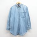 XL★古着 ラルフローレン チャップス 長袖 ブランド シャツ メンズ 80年代 80s ロング丈 コットン ボタンダウン 薄紺 デニム【spe】 26apr02