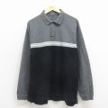 M★古着 ギャップ GAP 長袖 ブランド ポロ シャツ メンズ 鹿の子 コットン グレー 霜降り 26apr02