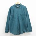 XL★古着 ドッカーズ 長袖 ブランド シャツ メンズ 90年代 90s ワンポイントロゴ 大きいサイズ コットン ボタンダウン 青緑 26apr03