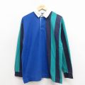 M★古着 ランズエンド 長袖 ブランド ラガー シャツ メンズ 90年代 90s マルチカラー コットン 青他 26apr07
