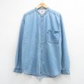 XL★古着 リーバイス Levis 長袖 ブランド シャツ メンズ 00年代 00s 大きいサイズ コットン ノーカラー 紺 デニム 26apr08