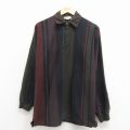 M★古着 エディーバウアー 長袖 ブランド ラガー シャツ メンズ 00年代 00s コットン こげ茶他 ストライプ 26apr08