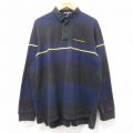 XL★古着 ラルフローレン ポロスポーツ 長袖 ブランド ラガー シャツ メンズ ワンポイントロゴ ヒジ当て 大きいサイズ コットン 黒他 ボーダー 26apr10