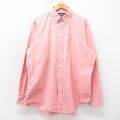 XL★古着 ラルフローレン 長袖 ブランド シャツ メンズ 90年代 90s ワンポイントロゴ 大きいサイズ ロング丈 コットン ボタンダウン ピンク 26apr10