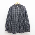 XL★古着 エディーバウアー 長袖 ブランド シャツ メンズ 00年代 00s 大きいサイズ ロング丈 コットン ボタンダウン 紺他 チェック 26apr11