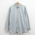 XL★古着 エルエルビーン 長袖 ブランド シャツ メンズ 00年代 00s コットン ボタンダウン 緑他 ストライプ 26apr11