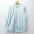 L★古着 ラルフローレン 長袖 ブランド シャツ メンズ 90年代 90s ワンポイントロゴ コットン ボタンダウン 薄緑系他 ストライプ【spe】 26apr14