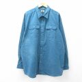 XL★古着 エルエルビーン 長袖 ブランド シャツ メンズ 00年代 00s 大きいサイズ ロング丈 青緑 26apr14