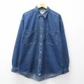 XL★古着 リーバイス Levis 長袖 ブランド シャツ メンズ 00年代 00s 大きいサイズ ロング丈 コットン 紺 デニム 26apr14