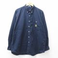 XL★古着 チャンピオン champion 長袖 ブランド シャツ メンズ 00年代 00s ノートルダム フットボール コットン ボタンダウン 濃紺 26apr14