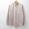 XL★古着 ランズエンド 長袖 ブランド シャツ メンズ 00年代 00s RSA 大きいサイズ コットン ボタンダウン ベージュ 26apr14