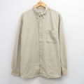 XL★古着 エディーバウアー 長袖 ブランド シャツ メンズ 00年代 00s ワンポイントロゴ 大きいサイズ ロング丈 コットン ベージュ 26apr20