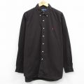 XL★古着 ラルフローレン 長袖 ブランド シャツ メンズ 90年代 90s ワンポイントロゴ BLAIRE 大きいサイズ ロング丈 コットン ボタンダウン こげ茶【spe】 26apr20