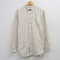 L★古着 エルエルビーン 長袖 ブランド シャツ メンズ 00年代 00s コットン ボタンダウン 薄ベージュ他 チェック 26apr20