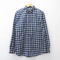 XL★古着 エディーバウアー 長袖 ブランド シャツ メンズ 00年代 00s ロング丈 コットン ボタンダウン 濃紺他 チェック 26apr20