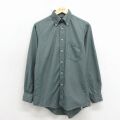 M★古着 ランズエンド 長袖 ブランド シャツ メンズ 90年代 90s ボタンダウン USA製 緑 ストライプ 26apr28