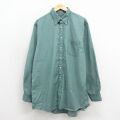 XL★古着 ランズエンド 長袖 ブランド シャツ メンズ 00年代 00s GVD ロング丈 ボタンダウン 緑 26apr28