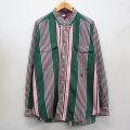 XL★古着 トミーヒルフィガー 長袖 ブランド シャツ メンズ 90年代 90s ワンポイントロゴ 大きいサイズ コットン ボタンダウン 緑他 ストライプ 26apr30