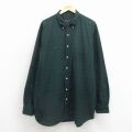 XL★古着 エディーバウアー 長袖 ブランド シャツ メンズ 00年代 00s 大きいサイズ ロング丈 コットン ボタンダウン 緑 チェック 26apr30
