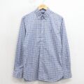 S★古着 ラルフローレン 長袖 ブランド シャツ メンズ ワンポイントロゴ コットン ボタンダウン 薄紺 チェック 26apr30