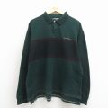 XL★古着 ラルフローレン ポロスポーツ 長袖 ブランド ポロ シャツ メンズ ワンポイントロゴ 鹿の子 大きいサイズ コットン 緑 26apr30