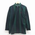 M★古着 ラルフローレン チャップス 長袖 ブランド ラガー シャツ メンズ 80年代 80s ワンポイントロゴ コットン 緑 ストライプ 26apr30