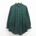XL★古着 ラルフローレン 長袖 ブランド シャツ メンズ 90年代 90s ワンポイントロゴ YARMOUTH オックスフォード 大きいサイズ コットン ボタンダウン 緑【spe】 26apr30