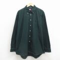 XL★古着 トミーヒルフィガー 長袖 ブランド シャツ メンズ 90年代 90s ワンポイントロゴ 大きいサイズ コットン ボタンダウン 緑 ストライプ 26apr30