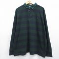 ラルフローレン 90s 長袖ラガーシャツ ボーダー グリーン XL | 古着