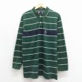 ラルフローレン 90s 長袖ポロシャツ ワンポイントロゴ グリーンボーダー メンズM相当 | 古着