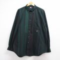 トミーヒルフィガー 90s 長袖シャツ ワンポイントロゴ グリーンストライプ メンズXL相当 | 古着