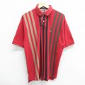 L★古着 トミーヒルフィガー TOMMY HILFIGER 半袖 ブランド ポロ シャツ メンズ 90年代 90s ワンポイントロゴ 鹿の子 コットン 赤他 レッド 24mar30 中古 トップス