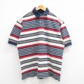 XL★古着 ドッカーズ 半袖 ブランド ポロ シャツ メンズ 鹿の子 コットン 紺他 ネイビー ボーダー 24may14 中古 トップス