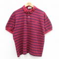 XL★古着 IZOD 半袖 ブランド ポロ シャツ メンズ 90年代 90s ワンポイントロゴ 鹿の子 コットン 赤他 レッド ボーダー 24jul05 中古 トップス
