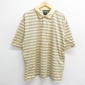 XL★古着 ドッカーズ ゴルフ 半袖 ブランド ポロ シャツ メンズ ワンポイントロゴ 大きいサイズ コットン 黄 イエロー ボーダー 24jul10 中古 トップス