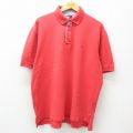 XL★古着 トミーヒルフィガー TOMMY HILFIGER 半袖 ブランド ポロ シャツ メンズ 90年代 90s ワンポイントロゴ 鹿の子 大きいサイズ コットン 赤系 レッド 25apr09 中古 トップス