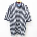 XL★古着 トミーヒルフィガー TOMMY HILFIGER 半袖 ブランド ポロ シャツ メンズ 大きいサイズ ロング丈 コットン 紺他 ネイビー ボーダー 25apr09 中古 トップス