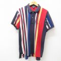 L★古着 ノーティカ NAUTICA 半袖 ブランド ポロ シャツ メンズ 90年代 90s ワンポイントロゴ 鹿の子 コットン 紺他 ネイビー ストライプ 25apr09 中古 トップス