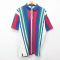 L★古着 ノーティカ NAUTICA 半袖 ブランド ポロ シャツ メンズ 90年代 90s ワンポイントロゴ 鹿の子 コットン 青他 ブルー ストライプ 25apr26 中古 トップス